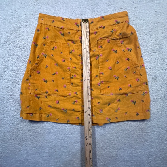 American Eagle Corduroy Skirt Floral‎ Print Button Front Pockets Women's Small - Picture 7 of 8